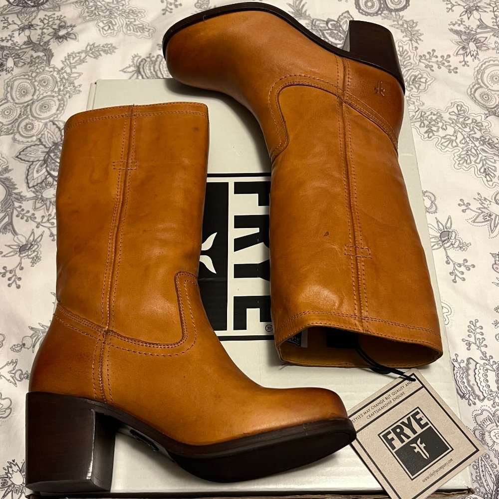 FRYE Women's Kendall Pull On-SFG Engineer Boot Camel Size 6.5